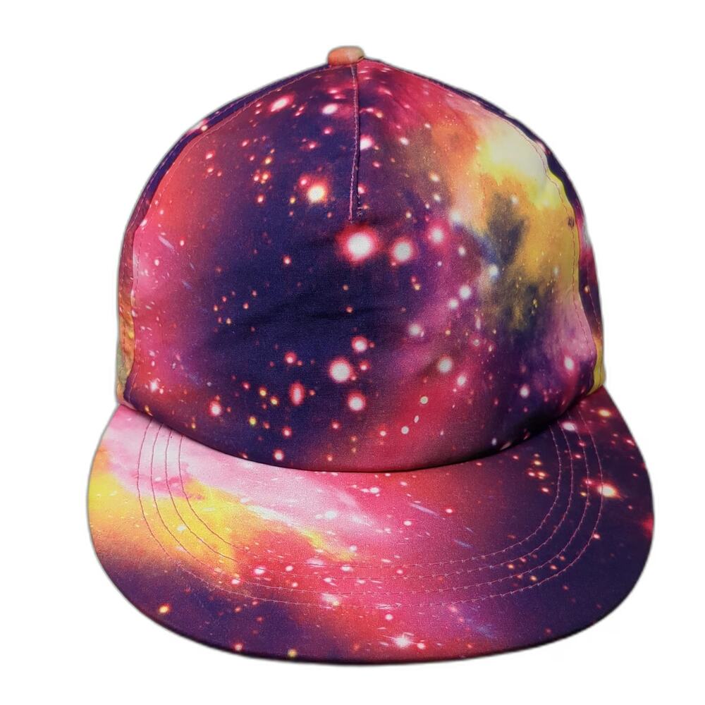 Claire's 5 Panel Purple One Size Galaxy Print Flat Brim Nebula Space Star Hat